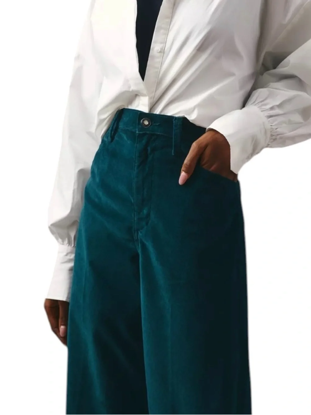 Favorite Daughter Mischa Wide Leg Pants 24 Green Velvet High Rise Trouser